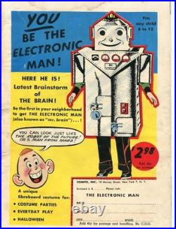 Vintage 1950's The Brain Electronic Man Cardboard Costume By Fibre-Bilt 1957