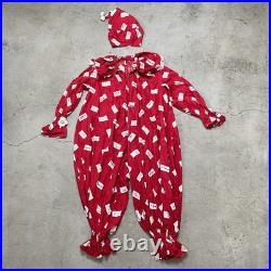 Vintage 1950s Adult Red Clown Costume with Cap