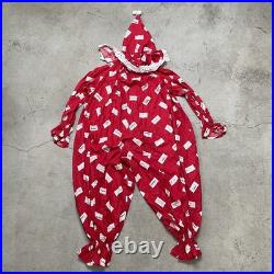 Vintage 1950s Adult Red Clown Costume with Cap