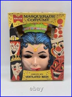 Vintage 1950s HALCO Gypsy Girl Masquerade Costume Mask w Box Halloween