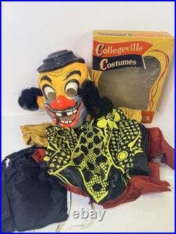 Vintage 1950s Halloween Mask Costume In box Collegeville HOBO Sm 4-6 AS-IS READ