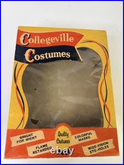 Vintage 1950s Halloween Mask Costume In box Collegeville HOBO Sm 4-6 AS-IS READ