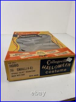 Vintage 1950s Halloween Mask Costume In box Collegeville HOBO Sm 4-6 AS-IS READ