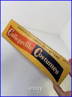 Vintage 1950s Halloween Mask Costume In box Collegeville HOBO Sm 4-6 AS-IS READ