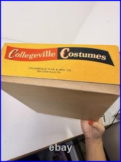 Vintage 1950s Halloween Mask Costume In box Collegeville HOBO Sm 4-6 AS-IS READ