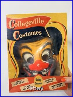 Vintage 1950s Halloween Mask Costume In box Collegeville HOBO Sm 4-6 AS-IS READ