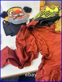 Vintage 1950s Halloween Mask Costume In box Collegeville HOBO Sm 4-6 AS-IS READ