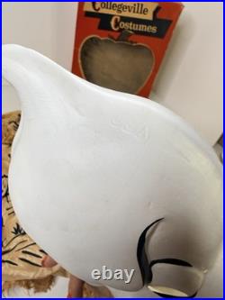 Vintage 1950s Halloween mask GHOST Costume In box Collegeville AS-IS READ