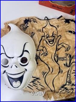 Vintage 1950s Halloween mask GHOST Costume In box Collegeville AS-IS READ
