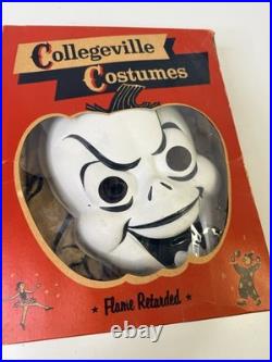 Vintage 1950s Halloween mask GHOST Costume In box Collegeville AS-IS READ