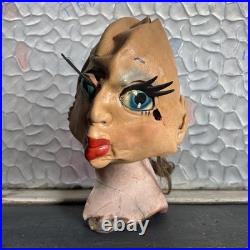 Vintage 1950s Latex pretty Woman Mask Headpiece Eyelashes Hat Halloween