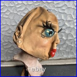 Vintage 1950s Latex pretty Woman Mask Headpiece Eyelashes Hat Halloween