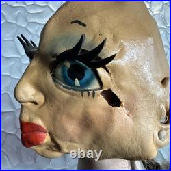Vintage 1950s Latex pretty Woman Mask Headpiece Eyelashes Hat Halloween