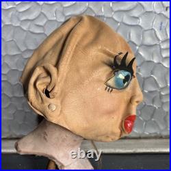 Vintage 1950s Latex pretty Woman Mask Headpiece Eyelashes Hat Halloween