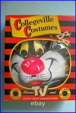 Vintage 1950s Sylvester the Cat Costume by Collegeville in Original Box Size L