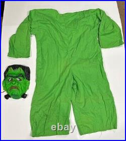 Vintage 1960's Frankenstein Costume Mask /w Green Cloth Suit RARE Ben