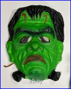 Vintage 1960's Frankenstein Costume Mask /w Green Cloth Suit RARE Ben
