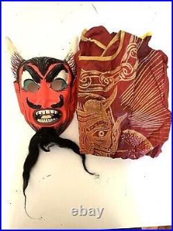 Vintage 1960s Ben Cooper Devil Costume with Glow In The Dark Mask