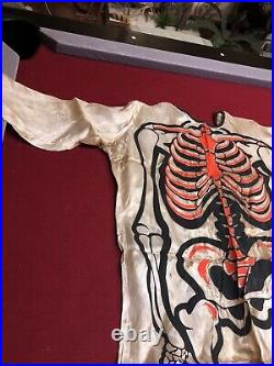 Vintage 1960s Ben Cooper Halloween Mask Skeleton Costume Plastic Monster Skull