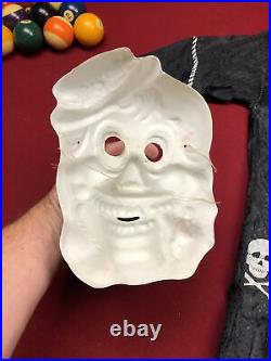 Vintage 1960s Ben Cooper Halloween Mask Skeleton Costume Plastic Monster Skull