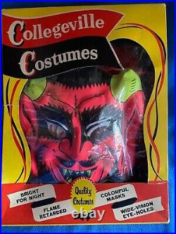 Vintage 1960s Collegeville Devil Demon Halloween Costume in Box Glow in the Dark