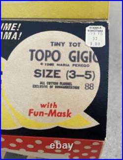 Vintage 1965 Ben Cooper Costume'Jama Pajamas TOPO GIGIO Mouse IN BOX Tiny Tot