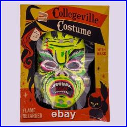 Vintage 1966 Collegeville Costume Ghoul Phantom of the Opera Mask w Box RARE HTF