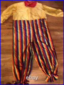 Vintage 1980's Adult Clown Costume Disguise Inc Rainbow Jumpsuit VGC