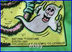 Vintage 1990 Ed Roth Rat Fink Halloween Costume Collegeville Sm. No Mask/box
