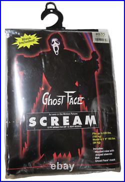 Vintage 1997 SCREAM Ghost Face Orange Mask & Costume NOS Miramax Adult Size