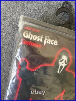 Vintage 1997 SCREAM Ghost Face Orange Mask & Costume NOS Miramax Adult Size