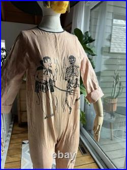 Vintage Antique 1930s Halloween Costume Devil Satan Skeleton Small