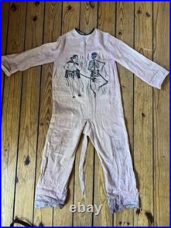 Vintage Antique 1930s Halloween Costume Devil Satan Skeleton Small