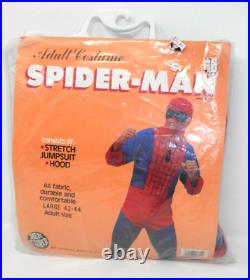 Vintage Ben Cooper Adult Spider Man Costume Large 42-44 Stretch Suit Mask 1987