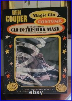Vintage Ben Cooper Halloween Costume Boney Skeleton Glitter Glo Original Box
