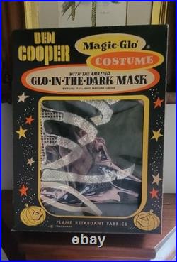 Vintage Ben Cooper Halloween Costume Boney Skeleton Glitter Glo Original Box
