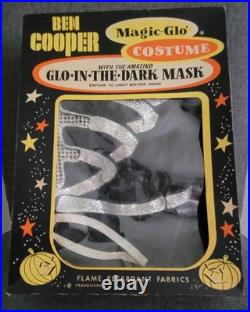 Vintage Ben Cooper Halloween Costume Boney Skeleton Glitter Glo Original Box