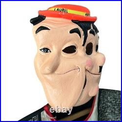 Vintage Ben Cooper Laurel Hardy Costume Child Double Face Mask 1966 Larry Harmon
