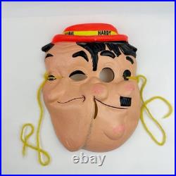 Vintage Ben Cooper Laurel Hardy Costume Child Double Face Mask 1966 Larry Harmon