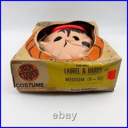 Vintage Ben Cooper Laurel Hardy Costume Child Double Face Mask 1966 Larry Harmon