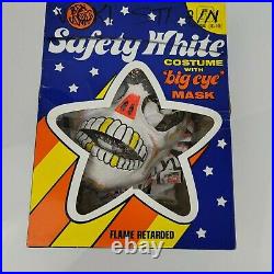 Vintage Ben Cooper Safety White Skeleton Costume with Safety Mask Child Medium