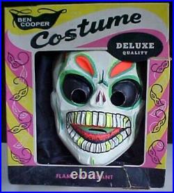 Vintage Ben Cooper Skull Skeleton Costume 1960's Halloween Costume UNUSED