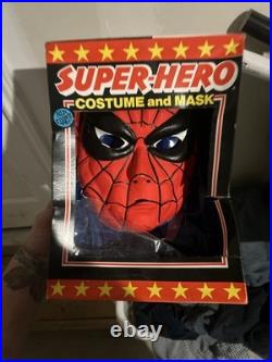 Vintage Ben Cooper Spider-Man Vinyl. Costume Mask Box 1978 Halloween Marvel 1970s