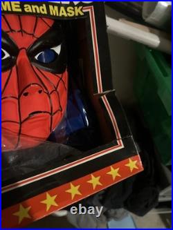 Vintage Ben Cooper Spider-Man Vinyl. Costume Mask Box 1978 Halloween Marvel 1970s