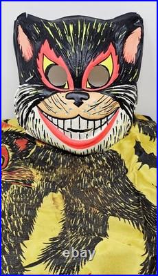 Vintage Ben Cooper Spook Town Cat Halloween Costume with Mask & Box 1960s Size S