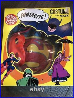 Vintage Ben Cooper Superman Costume With Mask NOS Kids Sz 12-14 In Box 60s