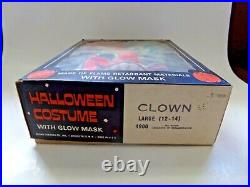 Vintage Bland Charnas Glow Mask Clown Halloween Costume, Orig Box 1950s Sz 12-14
