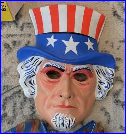 Vintage Collegeville Costume Uncle Sam Halloween Mask And Outfit USA Read