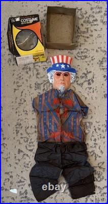 Vintage Collegeville Costume Uncle Sam Halloween Mask And Outfit USA Read