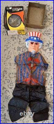 Vintage Collegeville Costume Uncle Sam Halloween Mask And Outfit USA Read